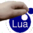 animated hand patting the Lua logo